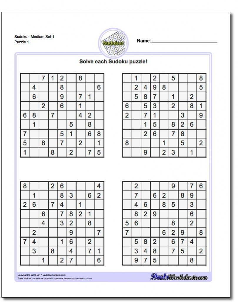 Free Printable Sudoku Puzzles Pdf