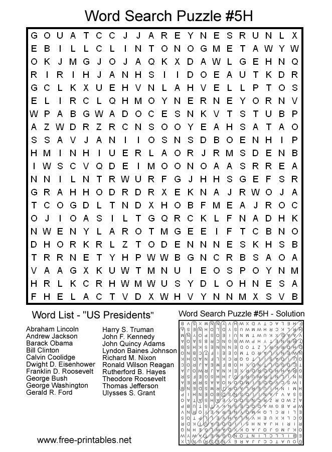 Free Printable Hard Word Search Puzzles