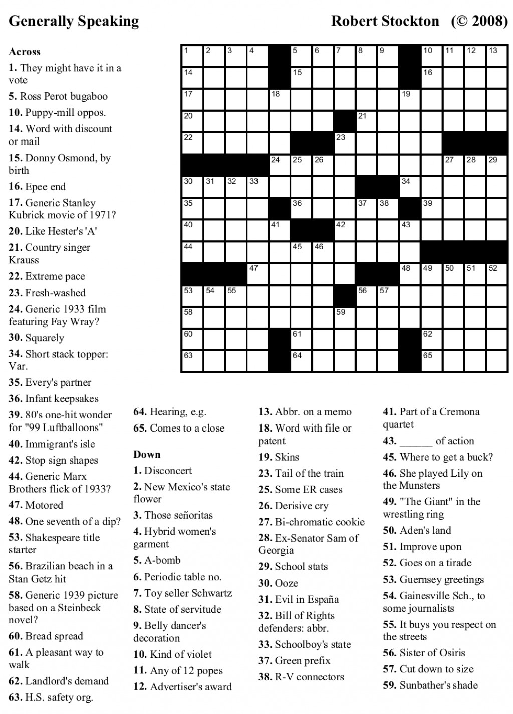 Printable Difficult Crossword Puzzles