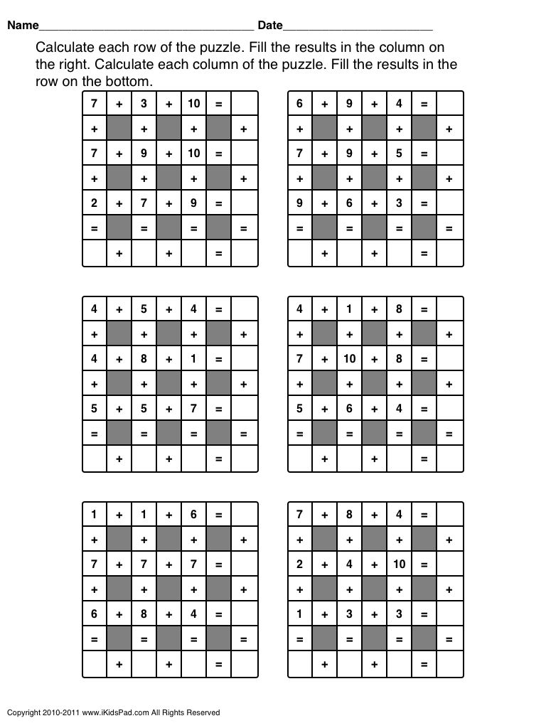 Free Printable Math Puzzles For Middle School