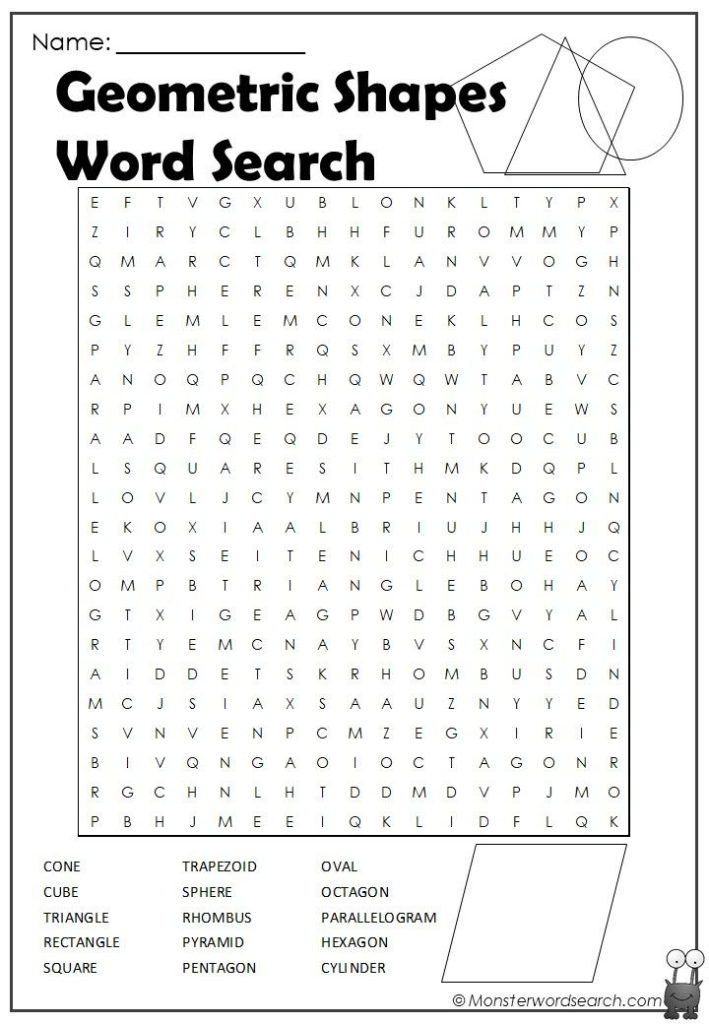 Geometric Shapes Word Search 3rd Grade Words Word