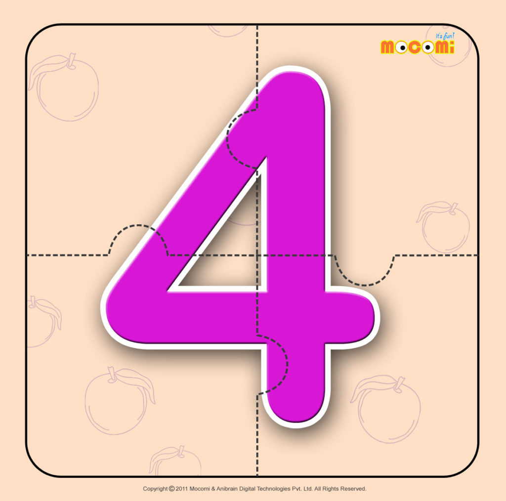 Number Four 4 Number Jigzaw Puzzles For Kids Mocomi