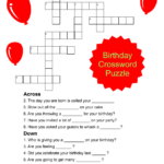 Printable Birthday Crossword Puzzle Game For Kids