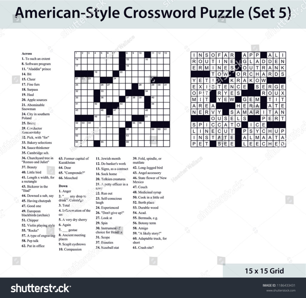 15X15 Printable Crossword Puzzles Printable Crossword