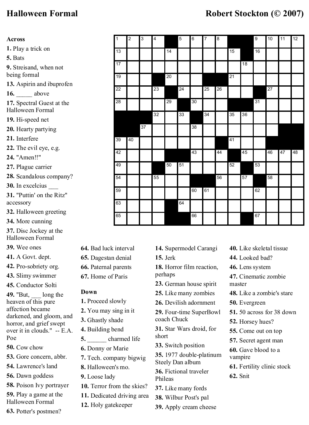 Challenging Crossword Puzzles Printable