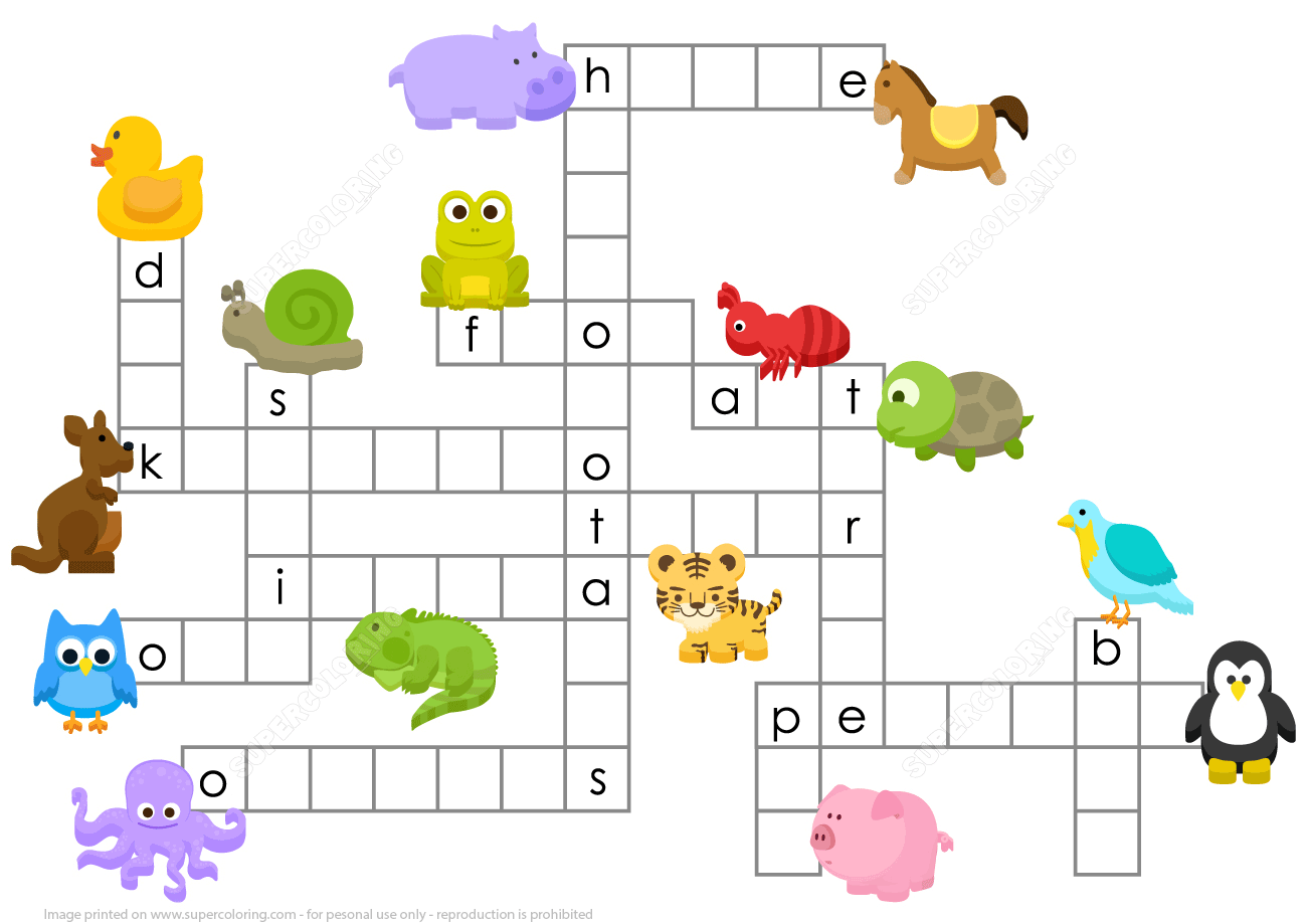 Animal Crossword Puzzle Printable