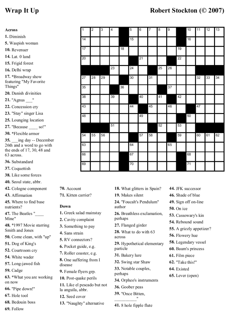 Beekeeper Crosswords Blog Archive Puzzle 25 Wrap It Up