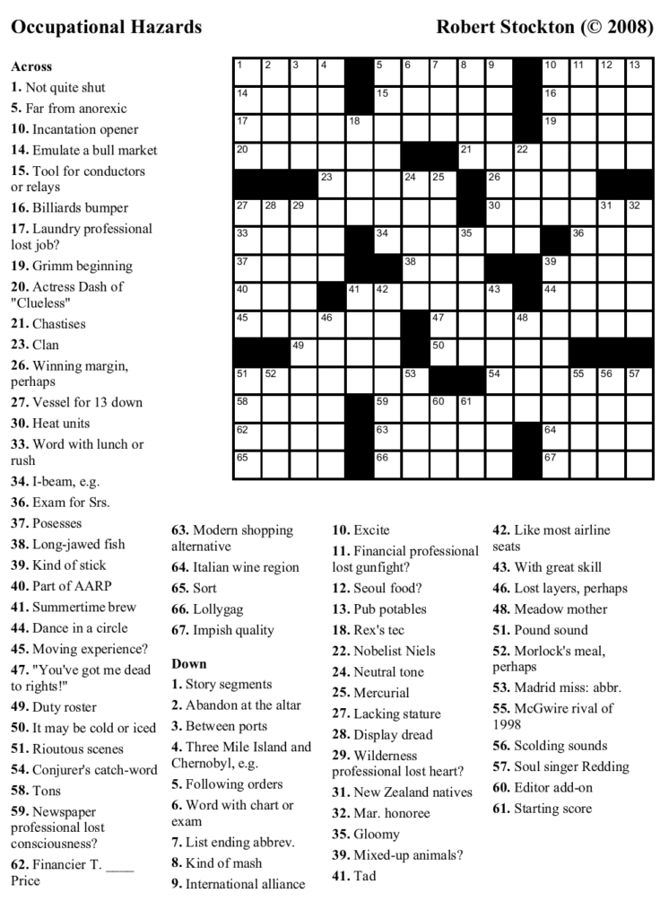 Beekeeper Crosswords Blog Archive Puzzle 37