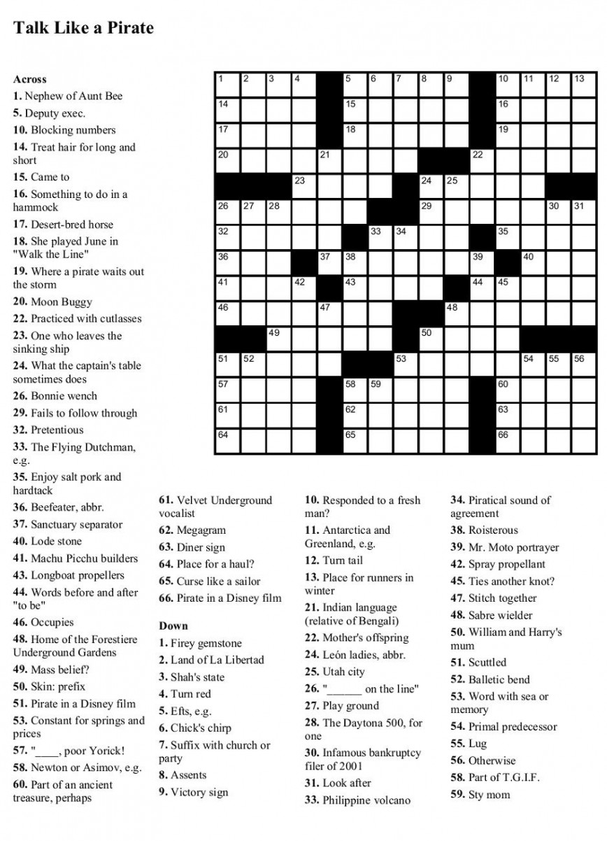 Easy Crossword Puzzles For Beginners Printable