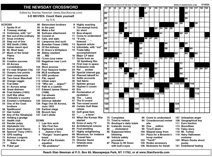 Sunday Crossword Puzzles To Print