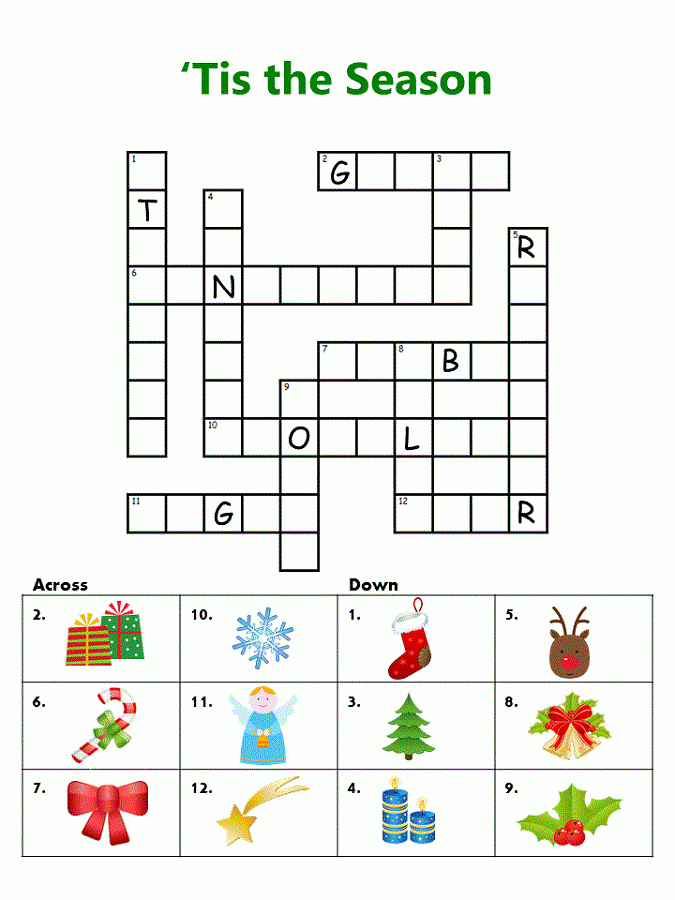 Christmas Crossword Puzzles For Kids