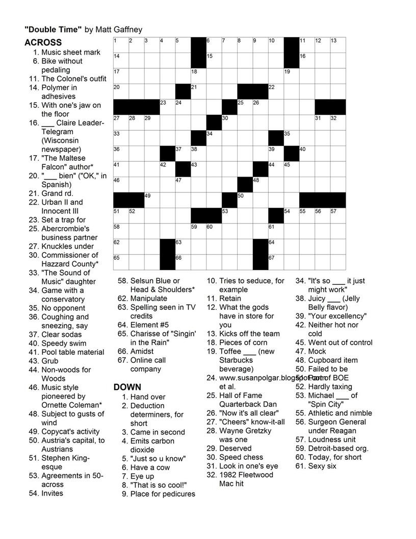 Printable Crossword Puzzles By Thomas Joseph