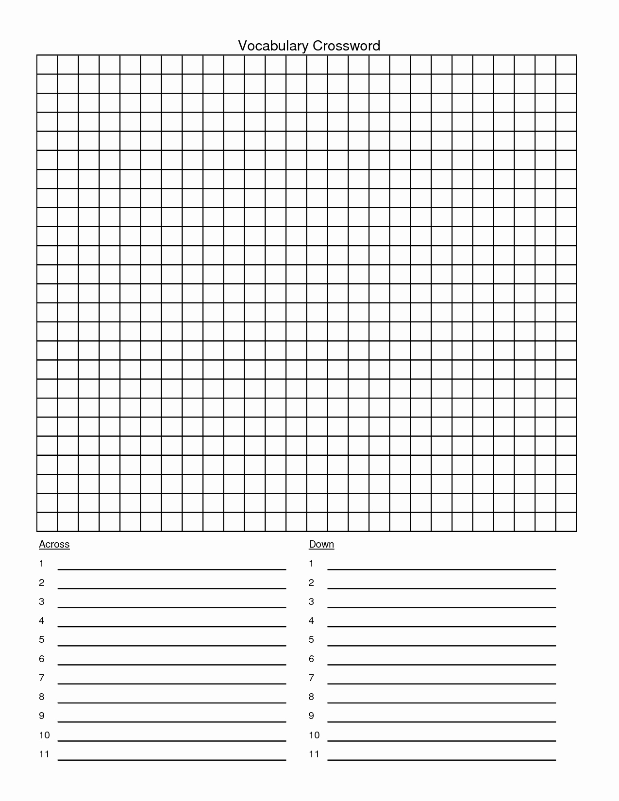 Printable Crossword Puzzle Grid