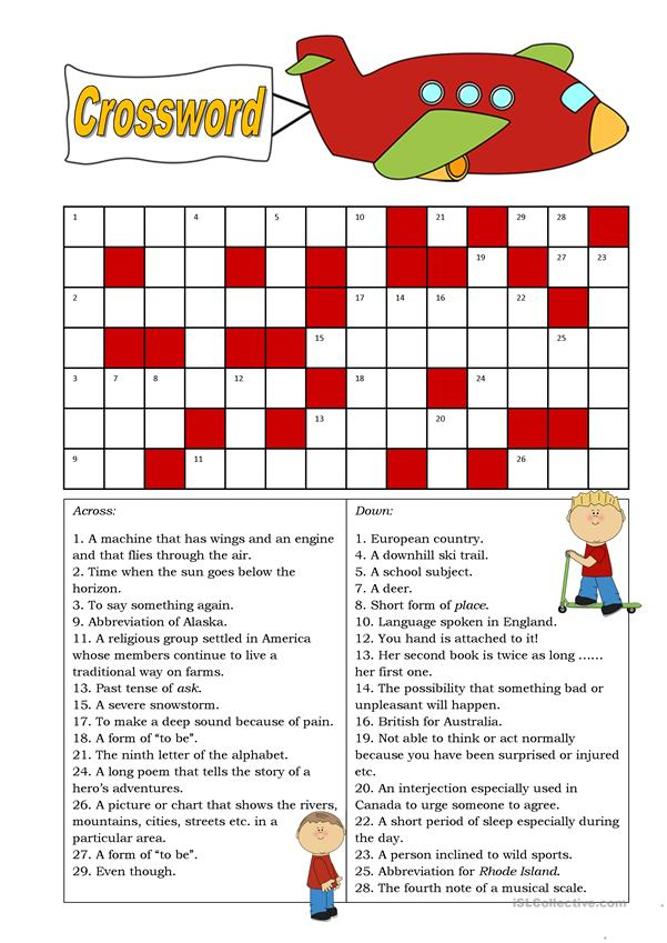 Intermediate Crossword Puzzles Printable