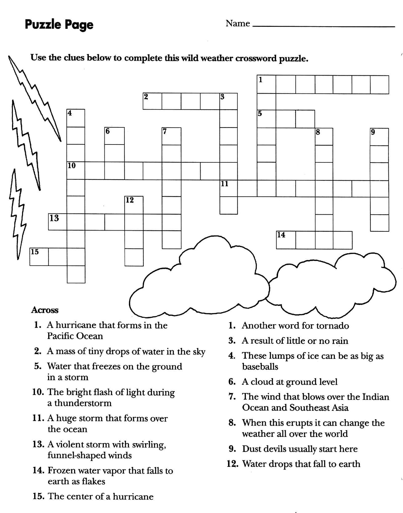 Printable Crossword Puzzles For 5th Graders