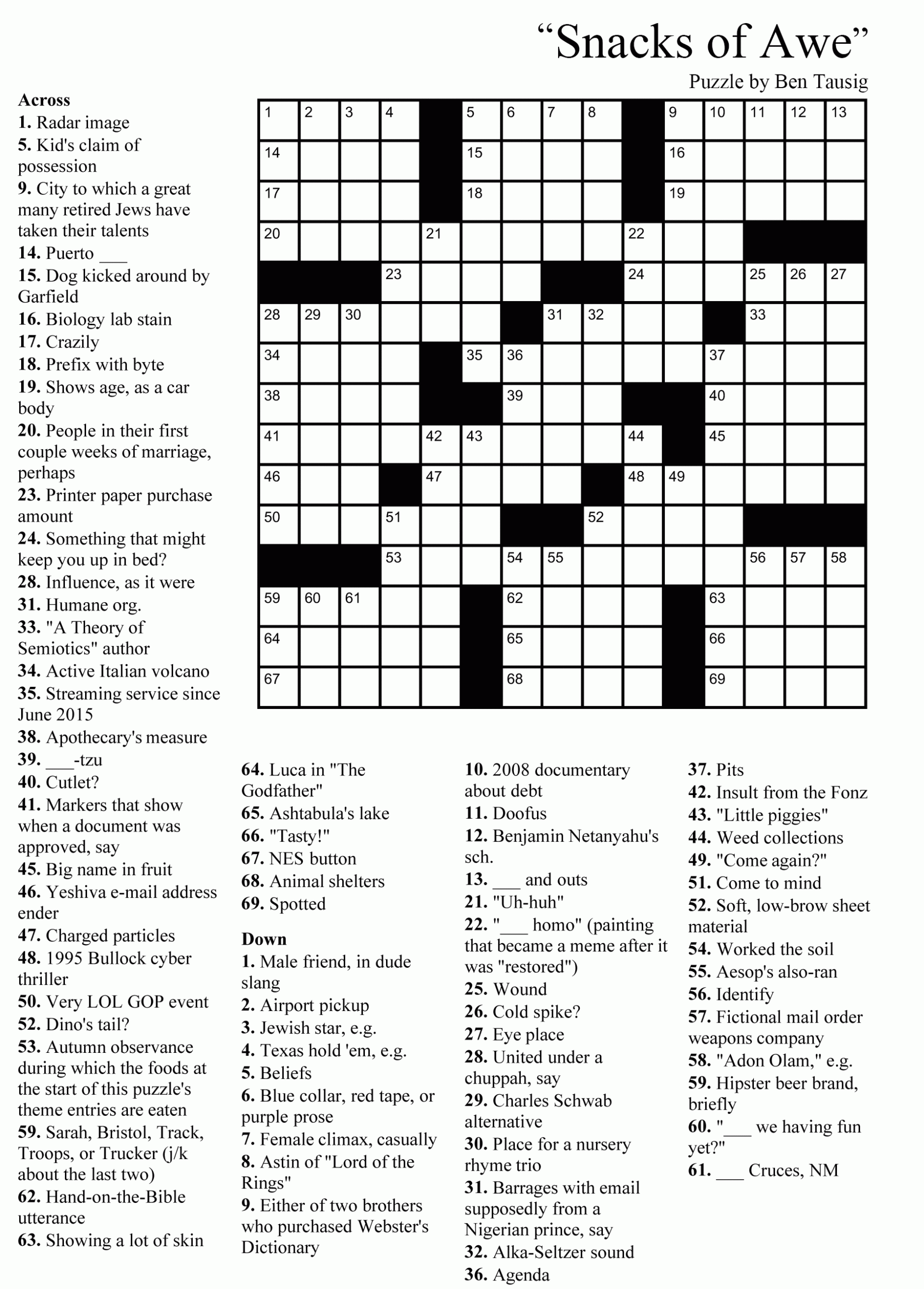 Fun Crosswords Printable