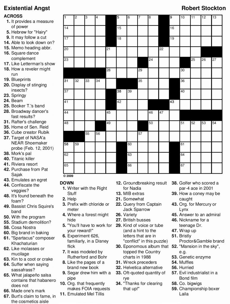 Fun Printable Crossword Puzzles For Adults