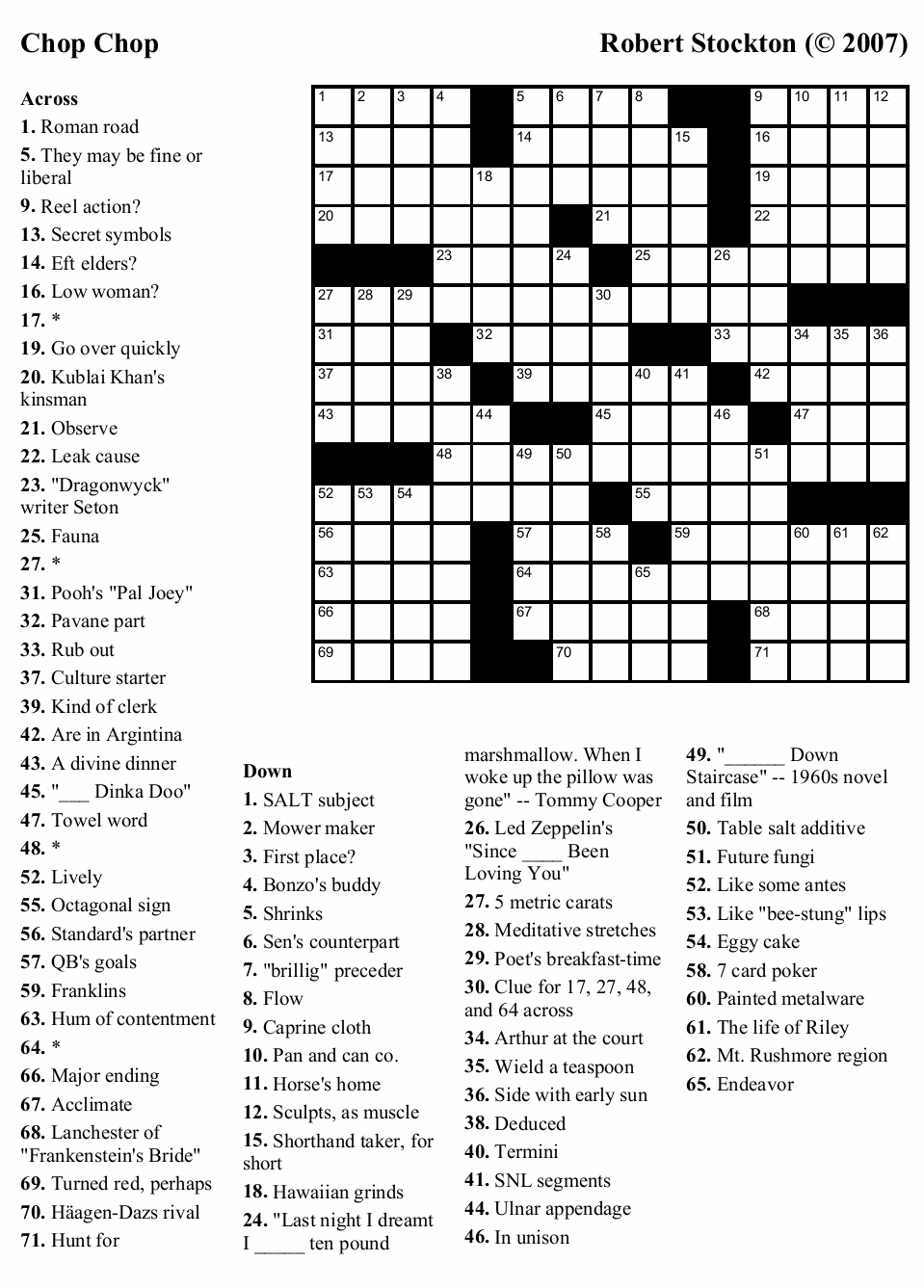 Dell Easy Crossword Puzzles Printable