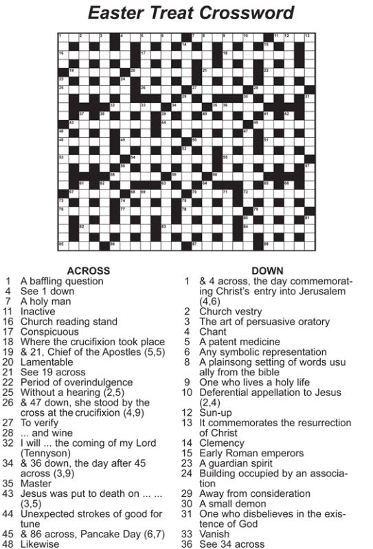 Free Printable Easter Crossword Puzzles For Adults