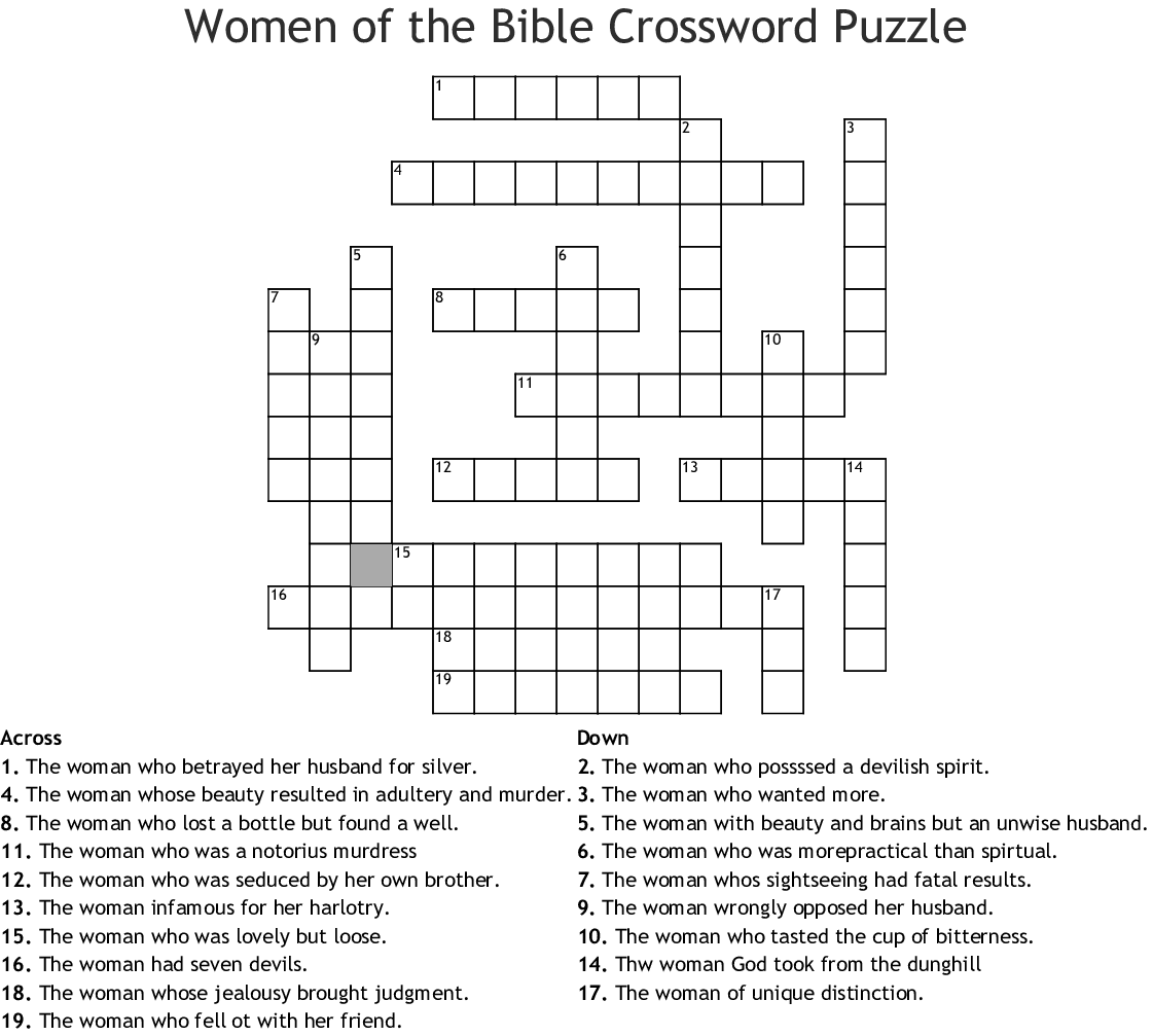 Free Bible Crossword Puzzles Printable