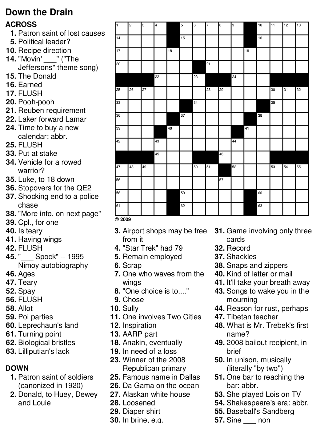 Easy Crossword Puzzles To Print