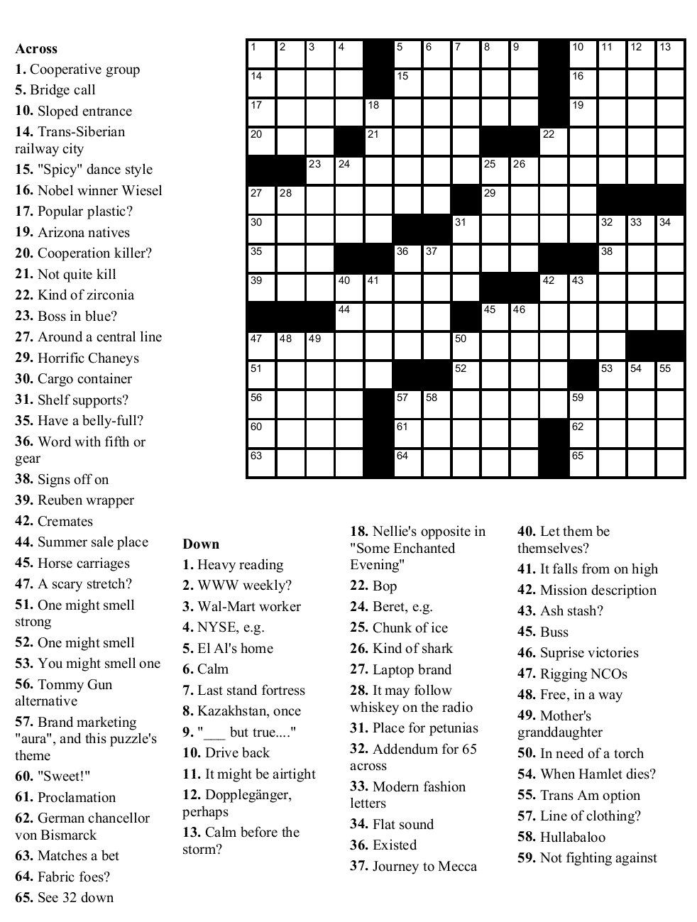 Crossword Puzzles Free Online Printable