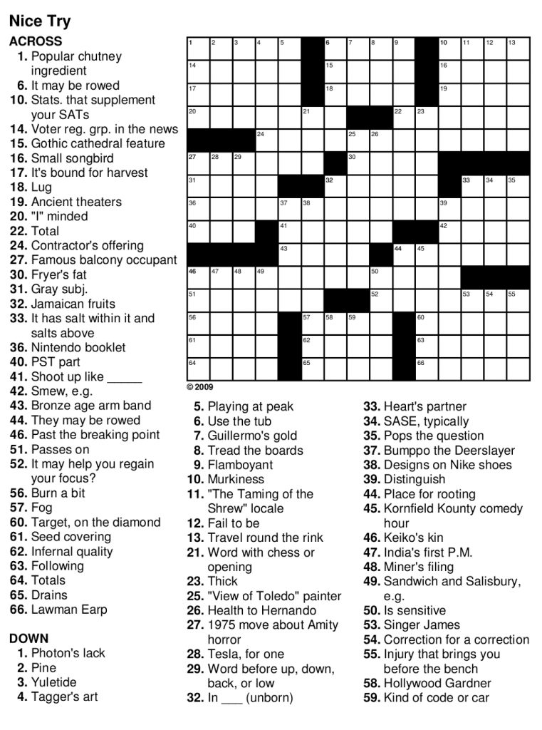 Printable Crossword Puzzles Dictionary