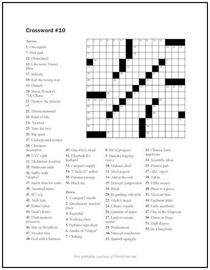 Printable Crossword P