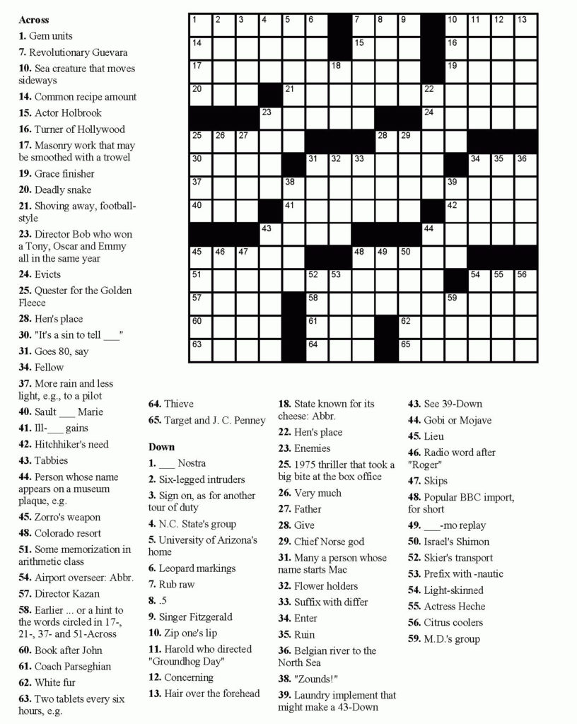 Free Printable Crossword Puzzles South Africa Crossword