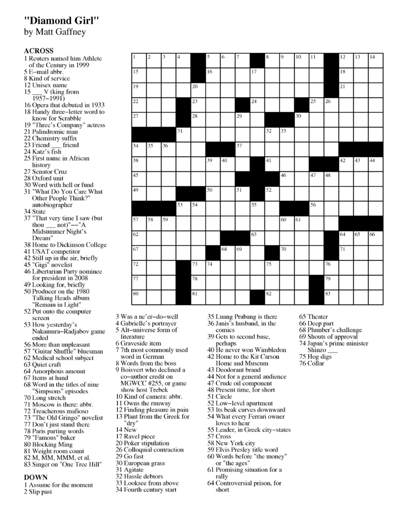 Free Printable Daily Crossword Puzzles October 2016