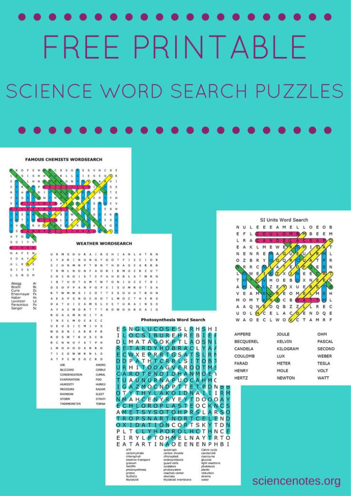 Free Printable Science Word Search Puzzles Science Words