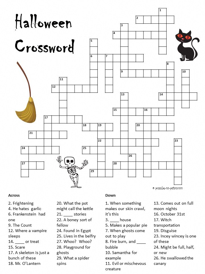 Halloween Crossword A Spooky But Nice Free Printable Can