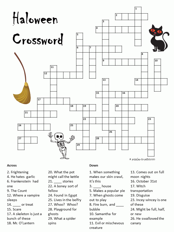 Free Halloween Crossword Puzzles