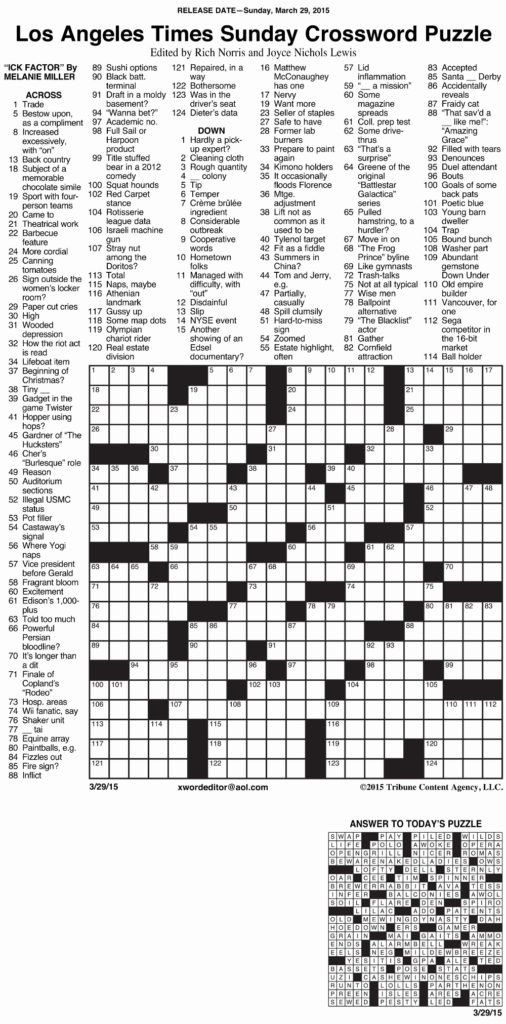 La Times Crossword Printable Printable Template Free