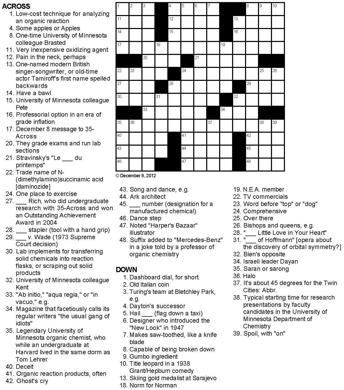 Printable Crossword Puzzles With Answer Key