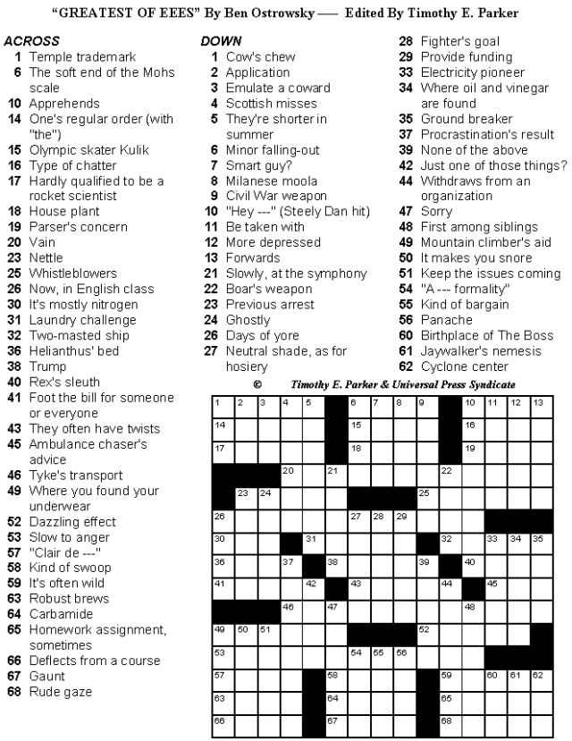 Crossword Puzzles To Print Medium Difficulty