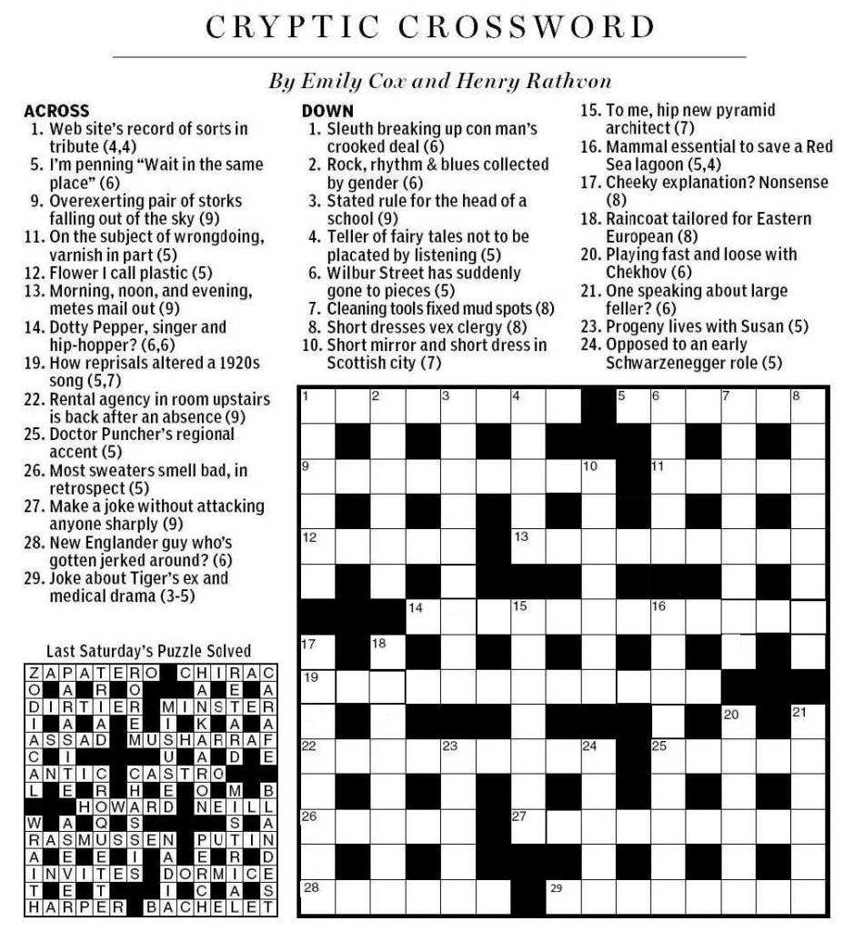 Free Cryptic Crosswords To Print