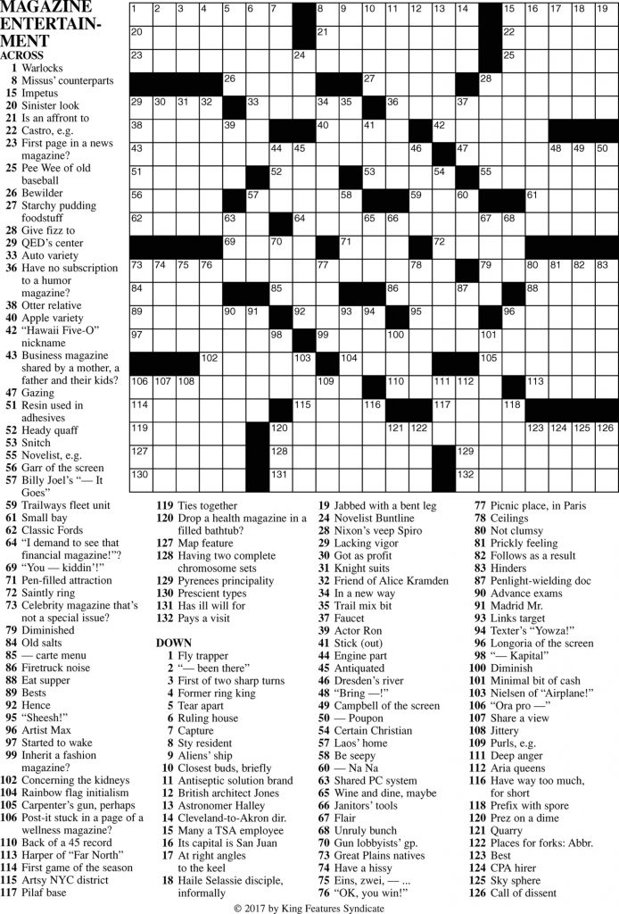 Printable Crossword Puzzles By Frank Longo