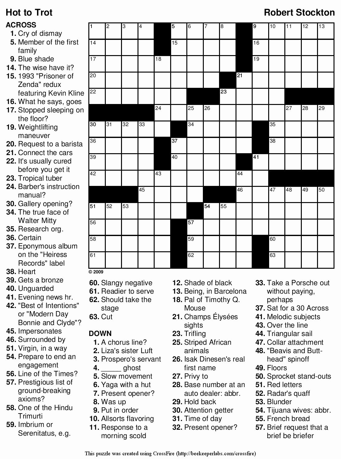 Printable Crossword Puzzles Difficult