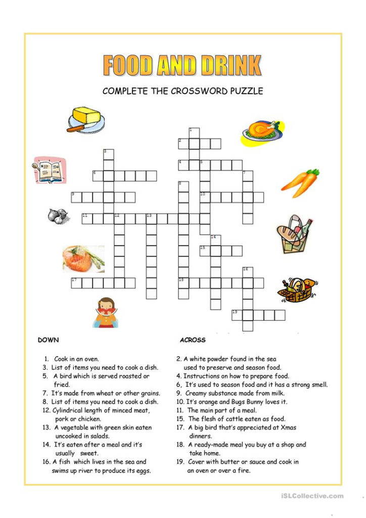 Printable Crossword Puzzles About Food Printable