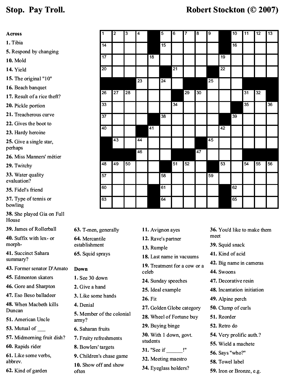 Easy Printable Crossword Puzzles For Beginners