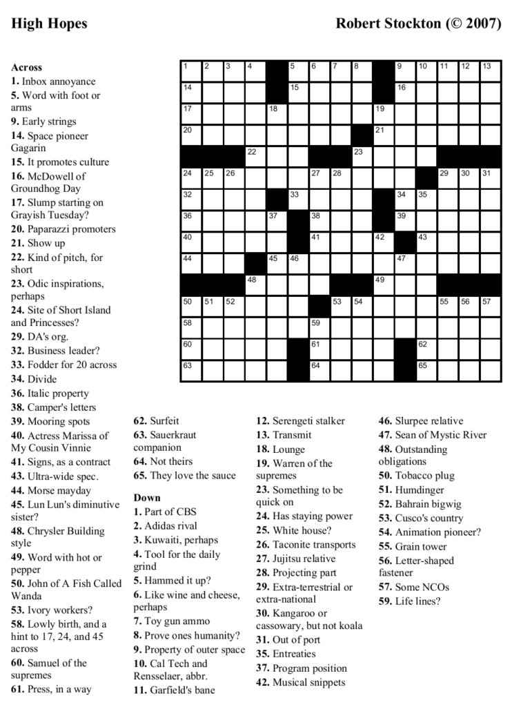 Printable Crossword Puzzles Easy To Medium Printable