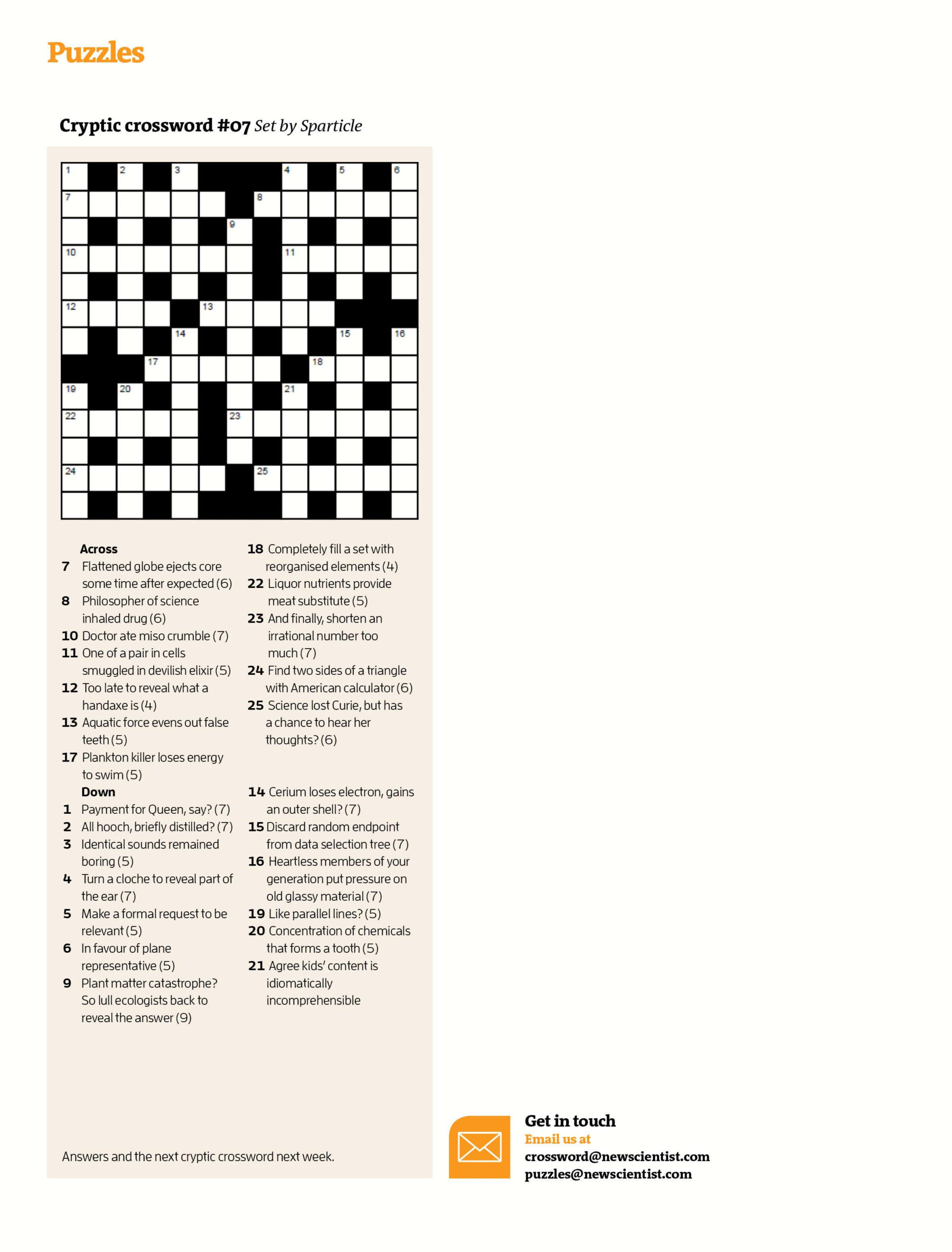 Free Printable Cryptic Crosswords Globe And Mail