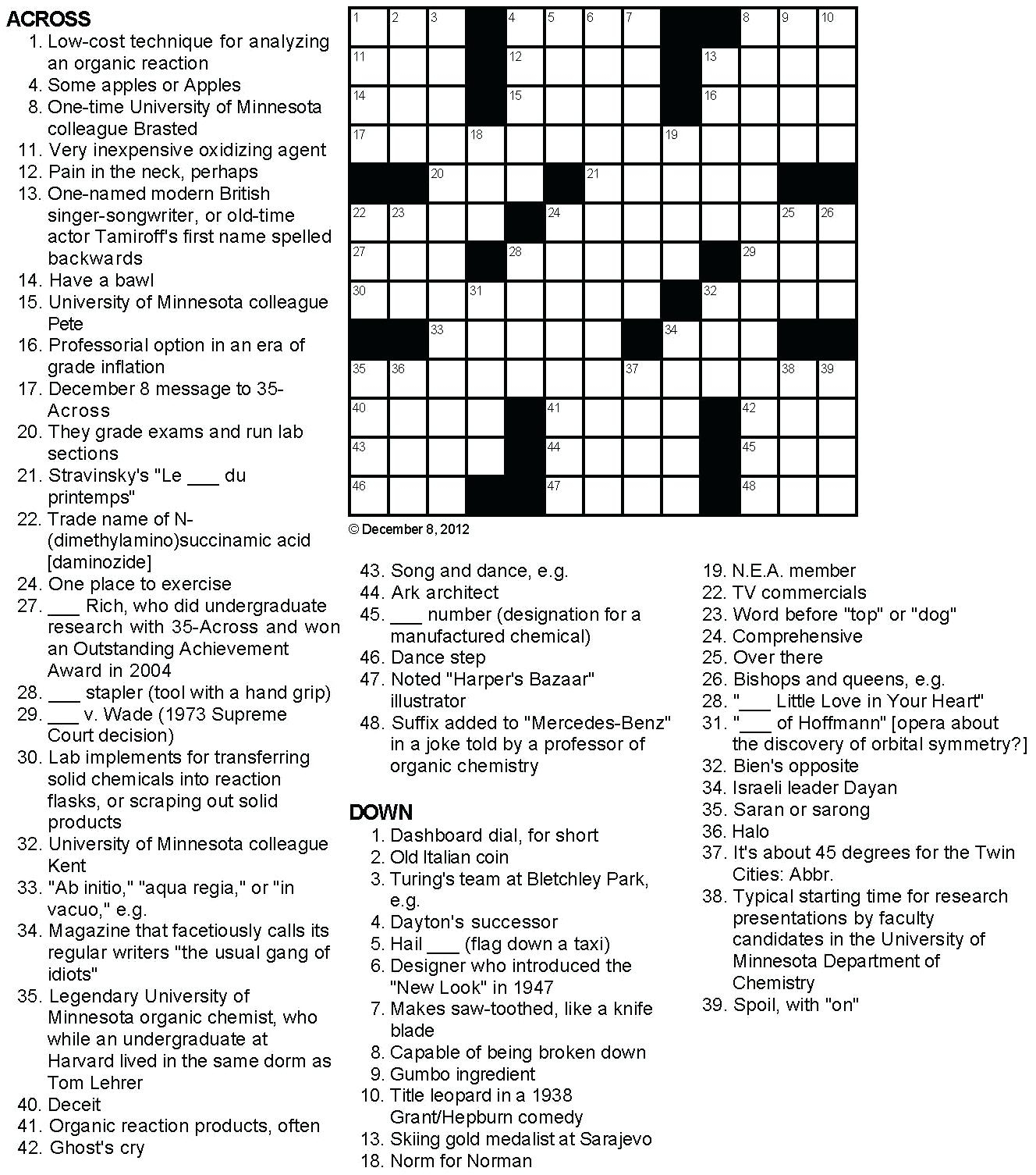 Printable Crossword Puzzles And Answers