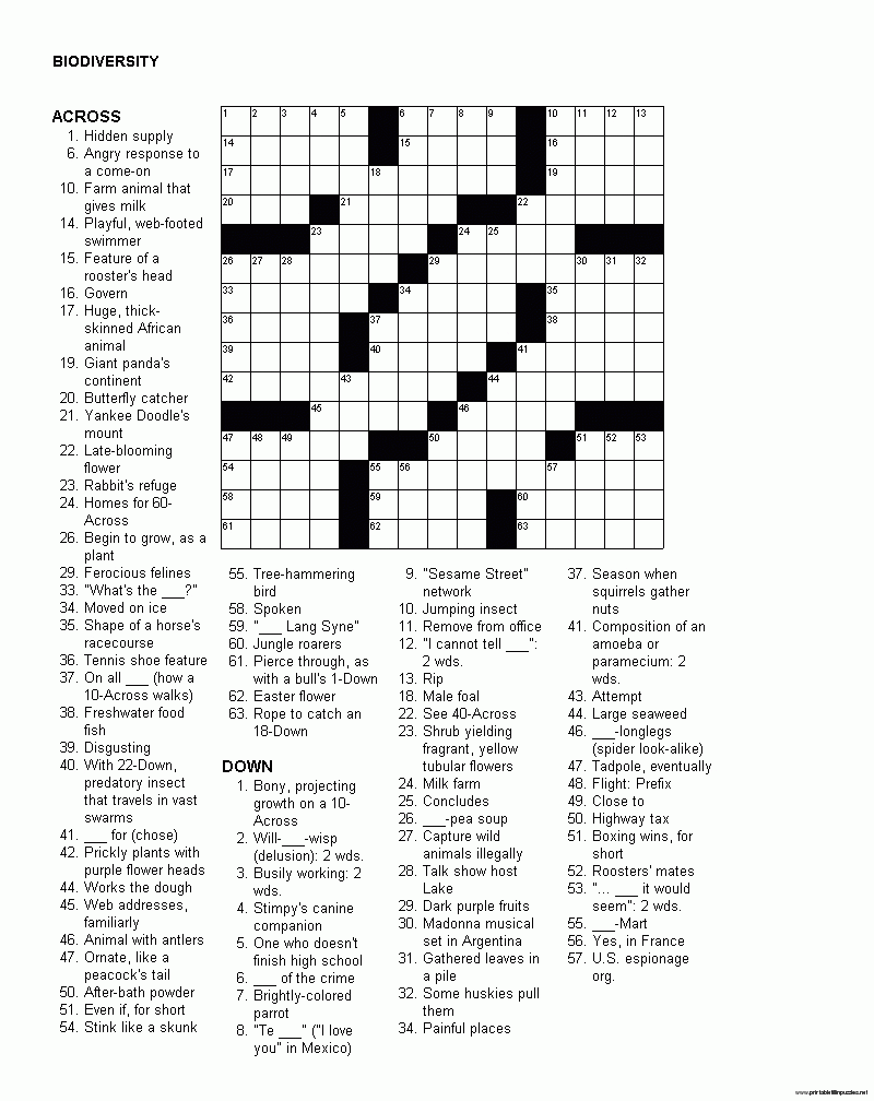 Free Printable Crossword Puzzles Mirroreyes