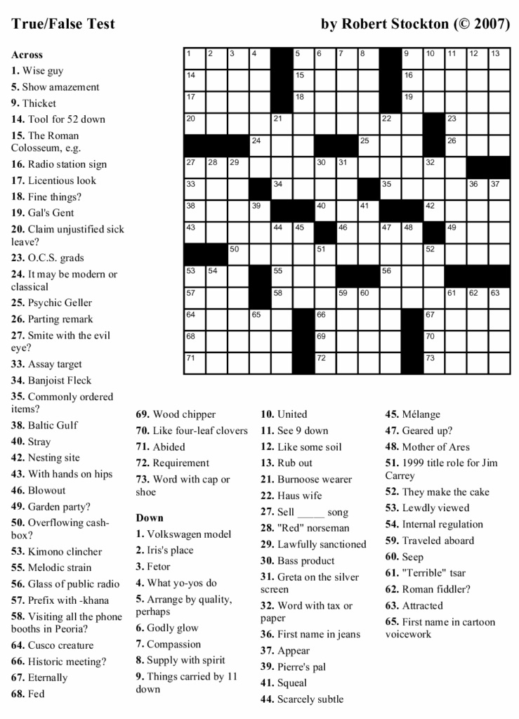 Printable Crossword Puzzles Mirroreyes Printable