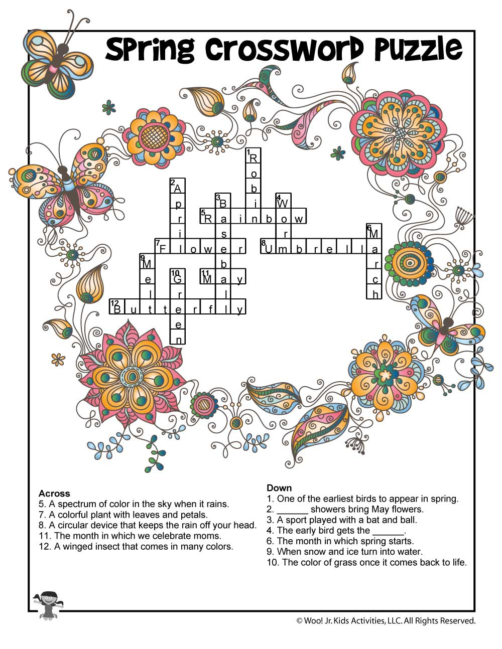 Printable Crossword Puzzles Spring