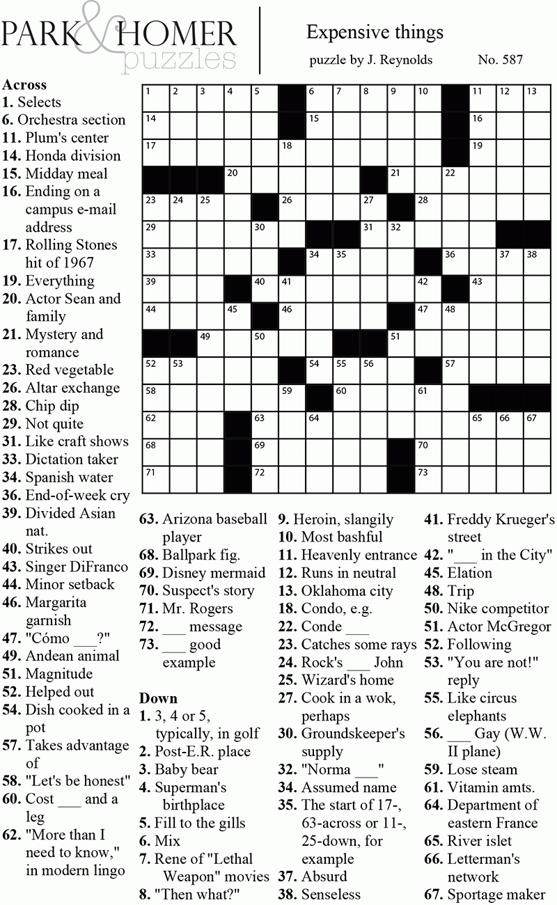 Crosswords With Answers Printable