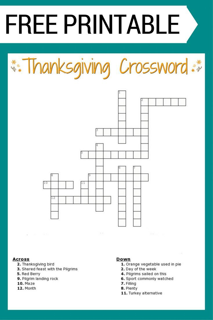 Crossword Puzzle For 5 Year Old