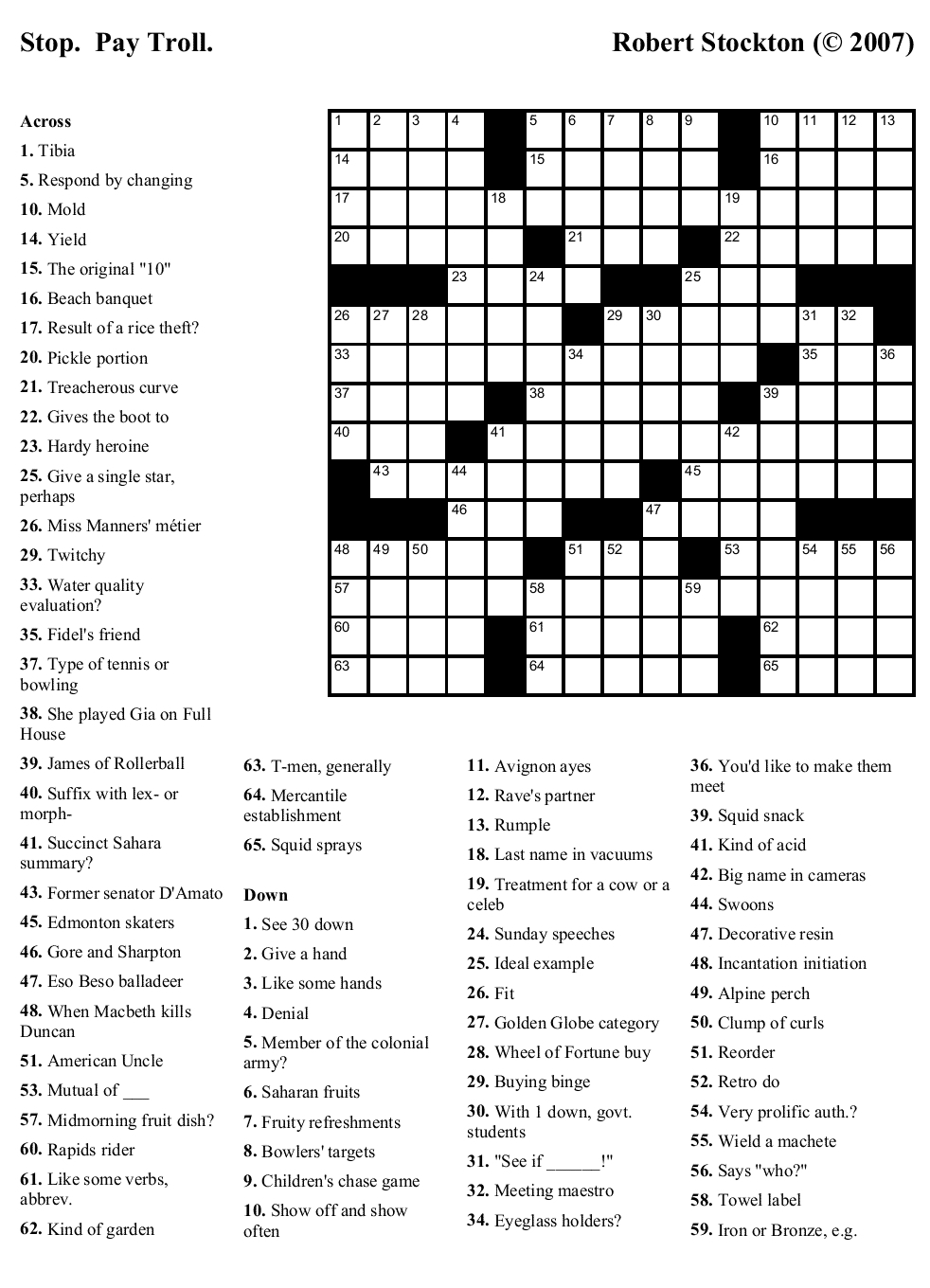 Printable Crossword Puzzles High School